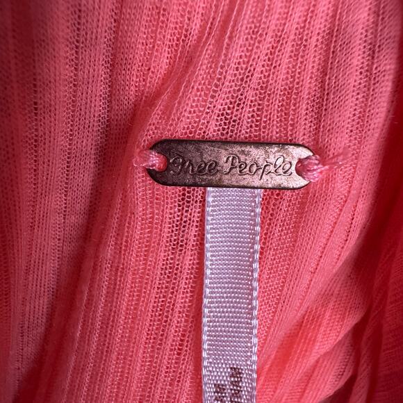 Free People Just A Fling Shirt Womens Small Coral Ribbed Blouson Tank Top Boho‎ - Picture 4 of 10